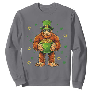 Funny St Patricks Day Bigfoot Lucky Pot Gold Sunglasses Sasquatch Sweatshirt TS11 Charcoal Print Your Wear