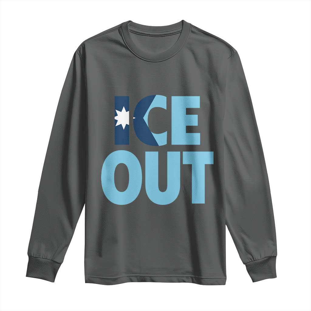 Minnesota Ice Out Long Sleeve Shirt MN State Anti Ice Movement Protest Statement TS11 Dark Heather Print Your Wear