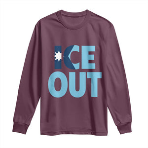 Minnesota Ice Out Long Sleeve Shirt MN State Anti Ice Movement Protest Statement TS11 Maroon Print Your Wear