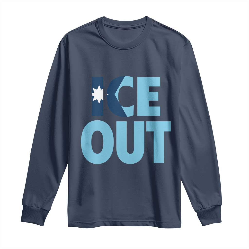 Minnesota Ice Out Long Sleeve Shirt MN State Anti Ice Movement Protest Statement TS11 Navy Print Your Wear