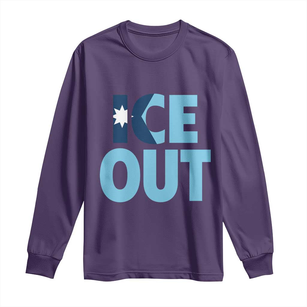 Minnesota Ice Out Long Sleeve Shirt MN State Anti Ice Movement Protest Statement TS11 Purple Print Your Wear