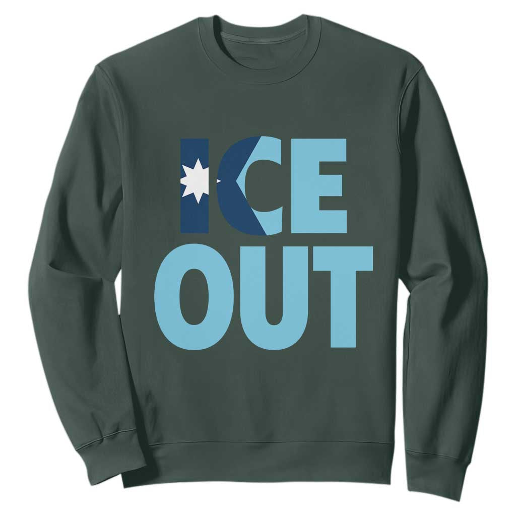 Minnesota Ice Out Sweatshirt MN State Anti Ice Movement Protest Statement TS11 Dark Forest Green Print Your Wear