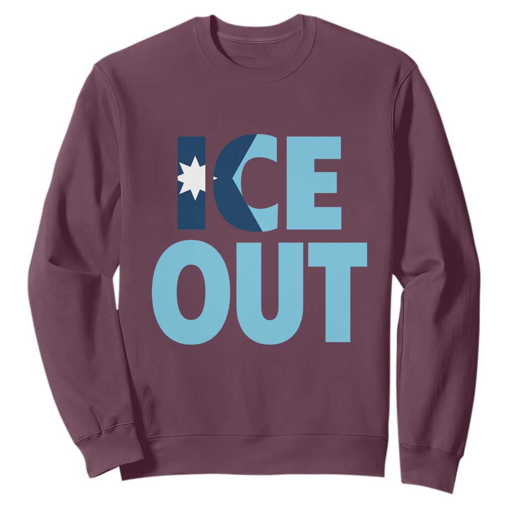 Minnesota Ice Out Sweatshirt MN State Anti Ice Movement Protest Statement TS11 Maroon Print Your Wear