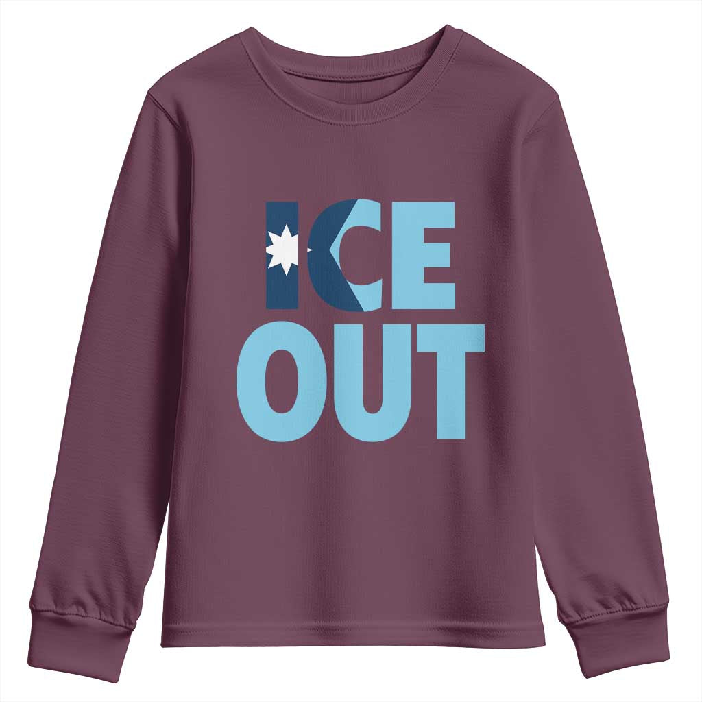 Minnesota Ice Out Youth Sweatshirt MN State Anti Ice Movement Protest Statement TS11 Maroon Print Your Wear