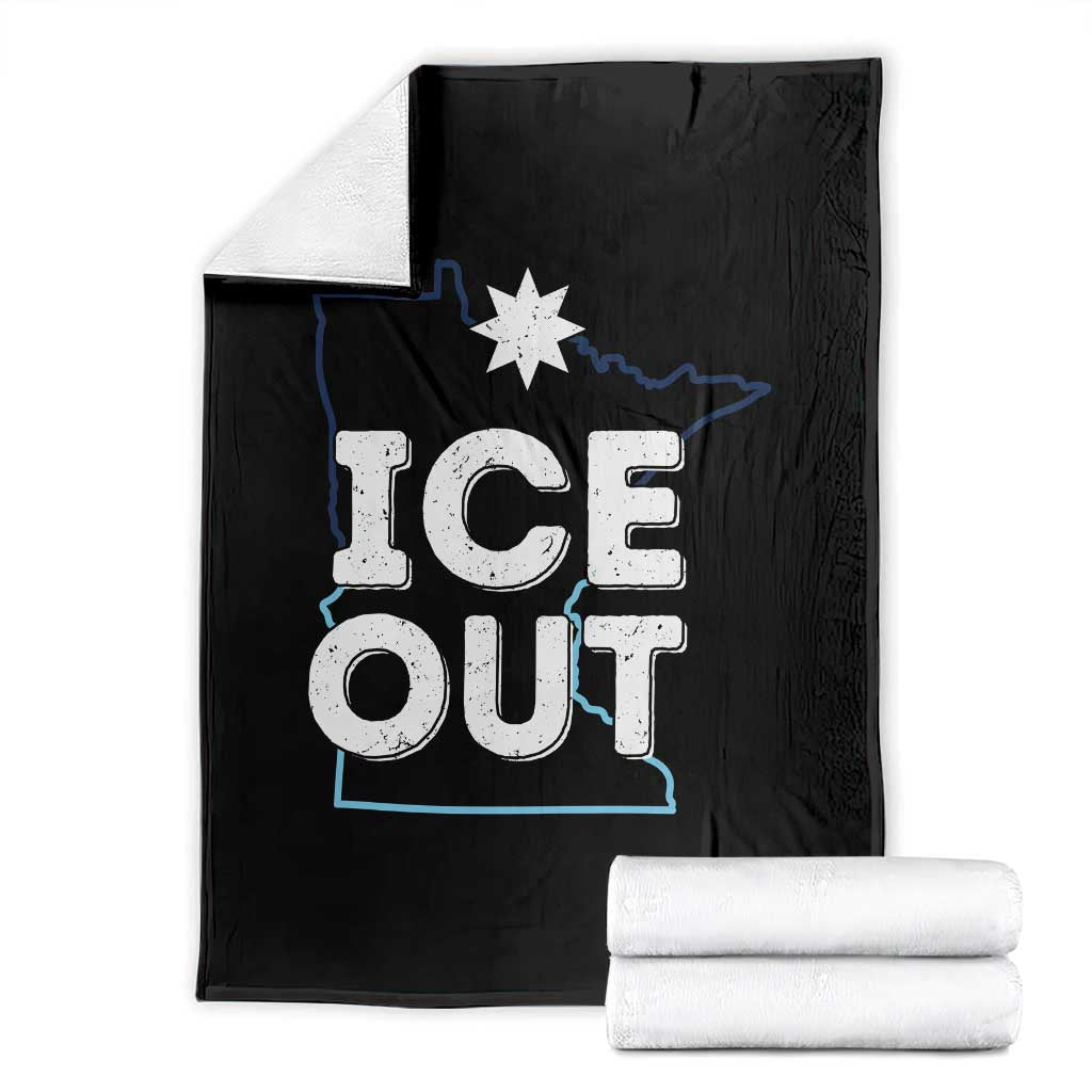 Ice Out Of Minnesota Throw Blanket MN Map Immigration Protest Community Resistance TS11 Black Print Your Wear