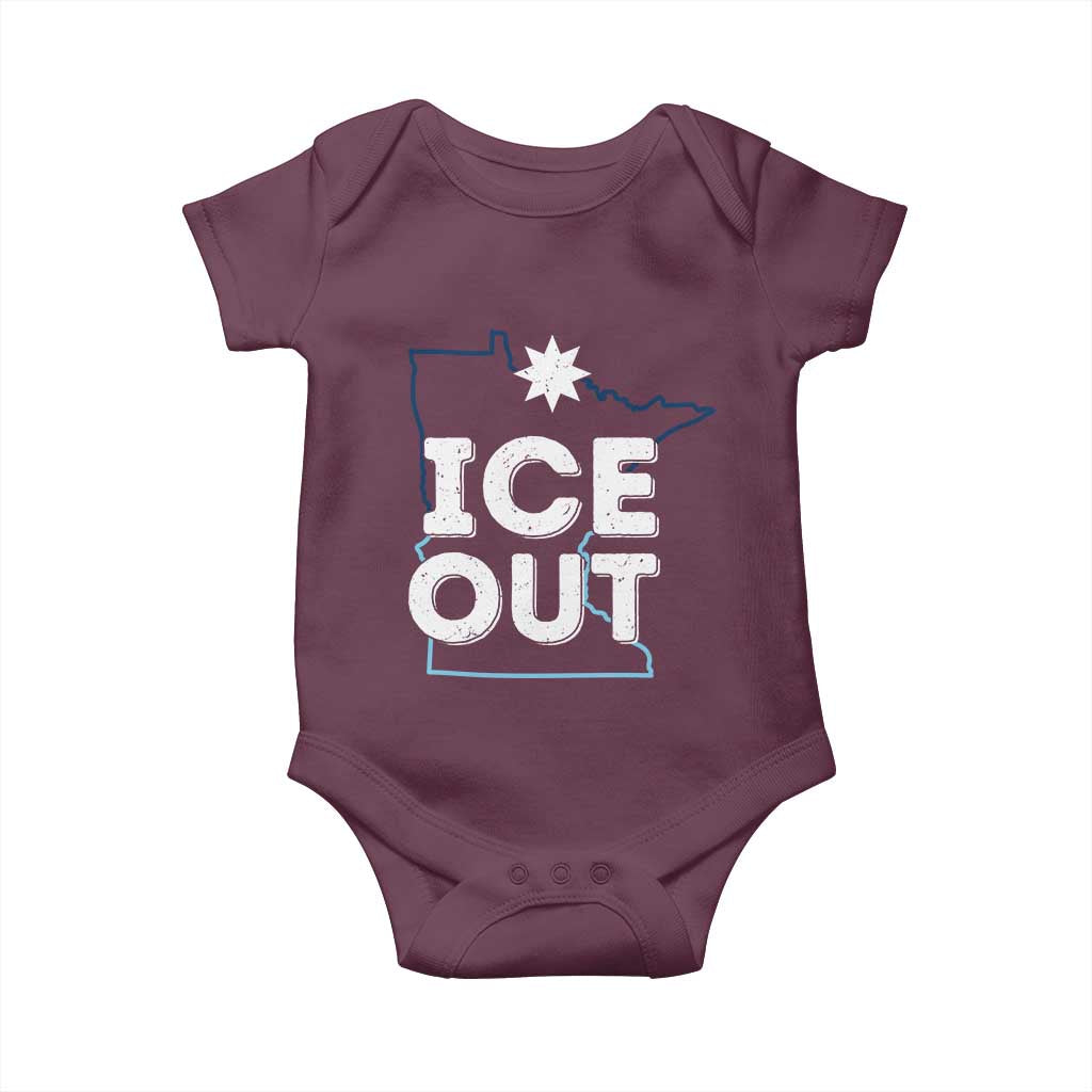Ice Out Of Minnesota Baby Onesie MN Map Immigration Protest Community Resistance TS11 Maroon Print Your Wear