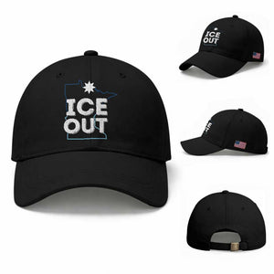 Ice Out Of Minnesota Baseball Cap MN Map Immigration Protest Community Resistance TS11 Baseball Cap Universal Fit Black Print Your Wear