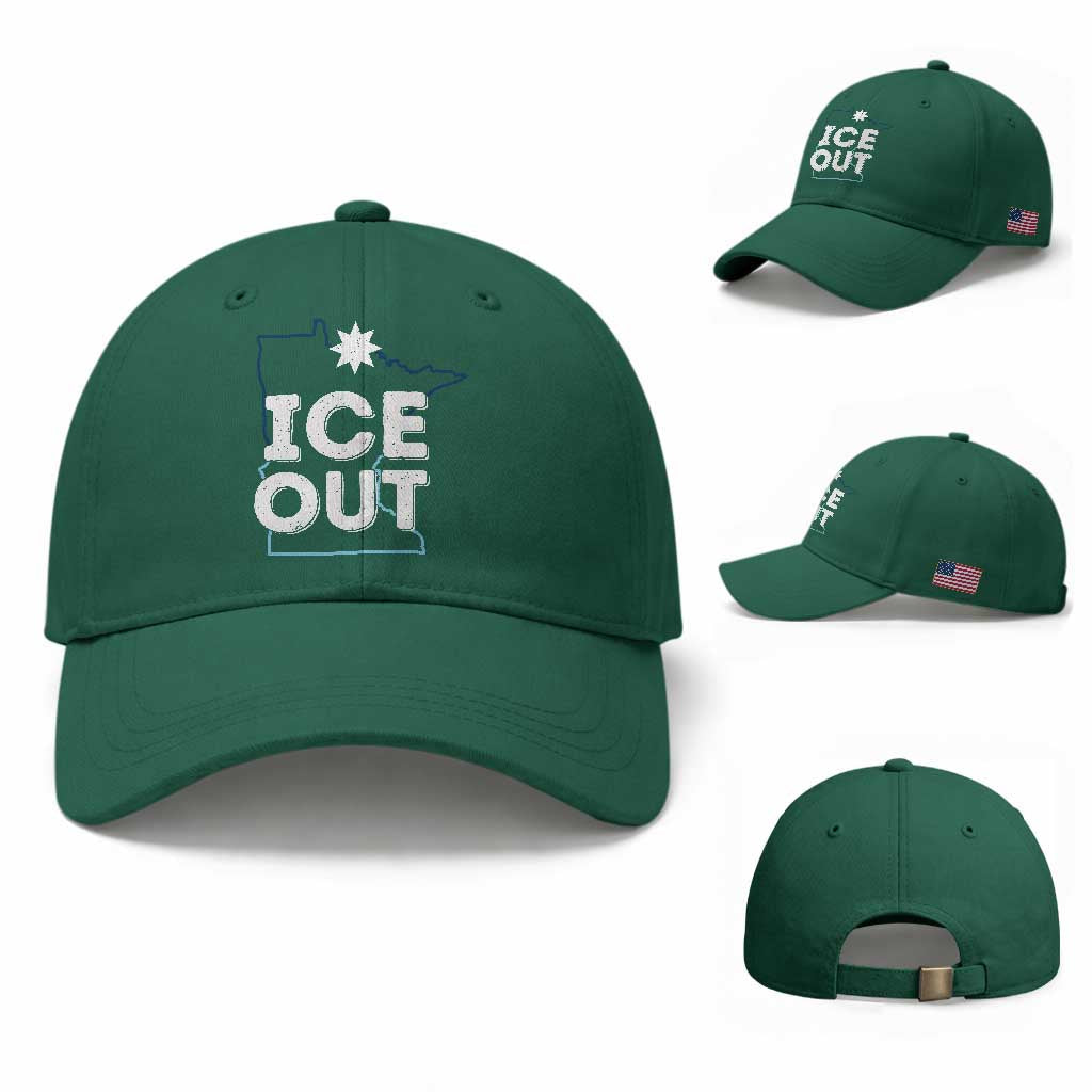 Ice Out Of Minnesota Baseball Cap MN Map Immigration Protest Community Resistance TS11 Baseball Cap Universal Fit Irish Green Print Your Wear