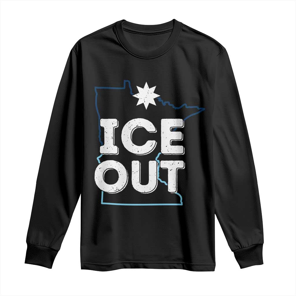 Ice Out Of Minnesota Long Sleeve Shirt MN Map Immigration Protest Community Resistance TS11 Black Print Your Wear