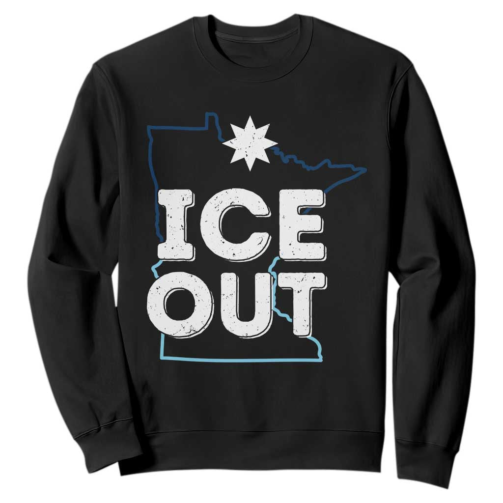 Ice Out Of Minnesota Sweatshirt MN Map Immigration Protest Community Resistance TS11 Black Print Your Wear
