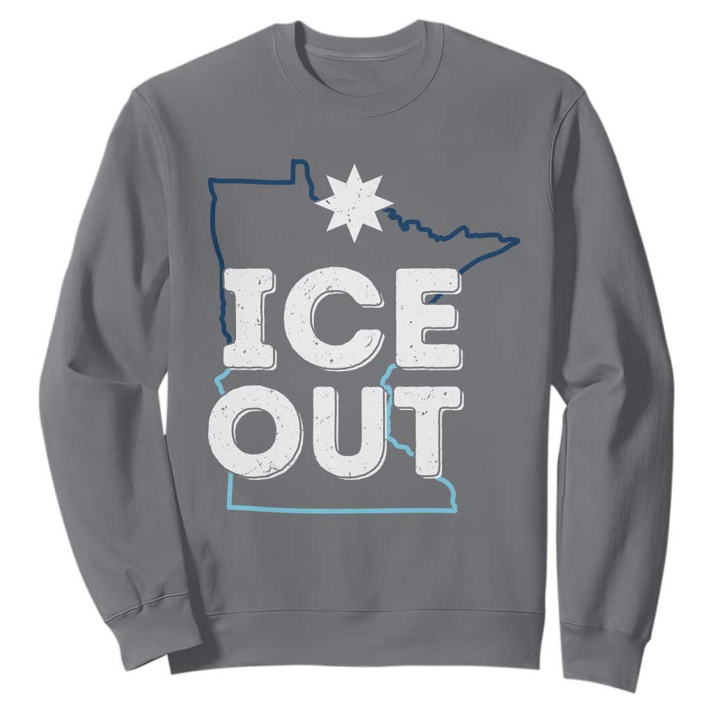 Ice Out Of Minnesota Sweatshirt MN Map Immigration Protest Community Resistance TS11 Charcoal Print Your Wear