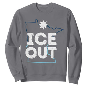 Ice Out Of Minnesota Sweatshirt MN Map Immigration Protest Community Resistance TS11 Charcoal Print Your Wear