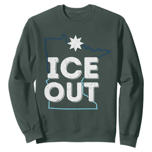 Ice Out Of Minnesota Sweatshirt MN Map Immigration Protest Community Resistance TS11 Dark Forest Green Print Your Wear
