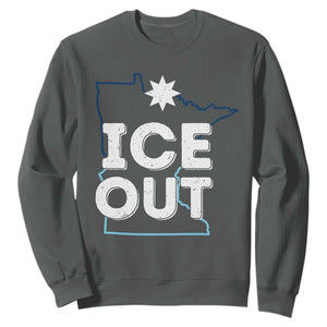 Ice Out Of Minnesota Sweatshirt MN Map Immigration Protest Community Resistance TS11 Dark Heather Print Your Wear