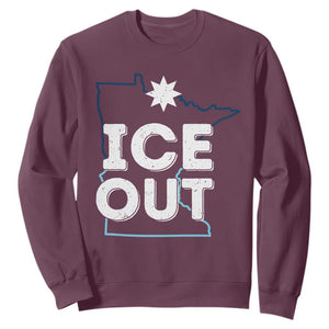 Ice Out Of Minnesota Sweatshirt MN Map Immigration Protest Community Resistance TS11 Maroon Print Your Wear