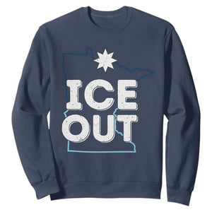 Ice Out Of Minnesota Sweatshirt MN Map Immigration Protest Community Resistance TS11 Navy Print Your Wear