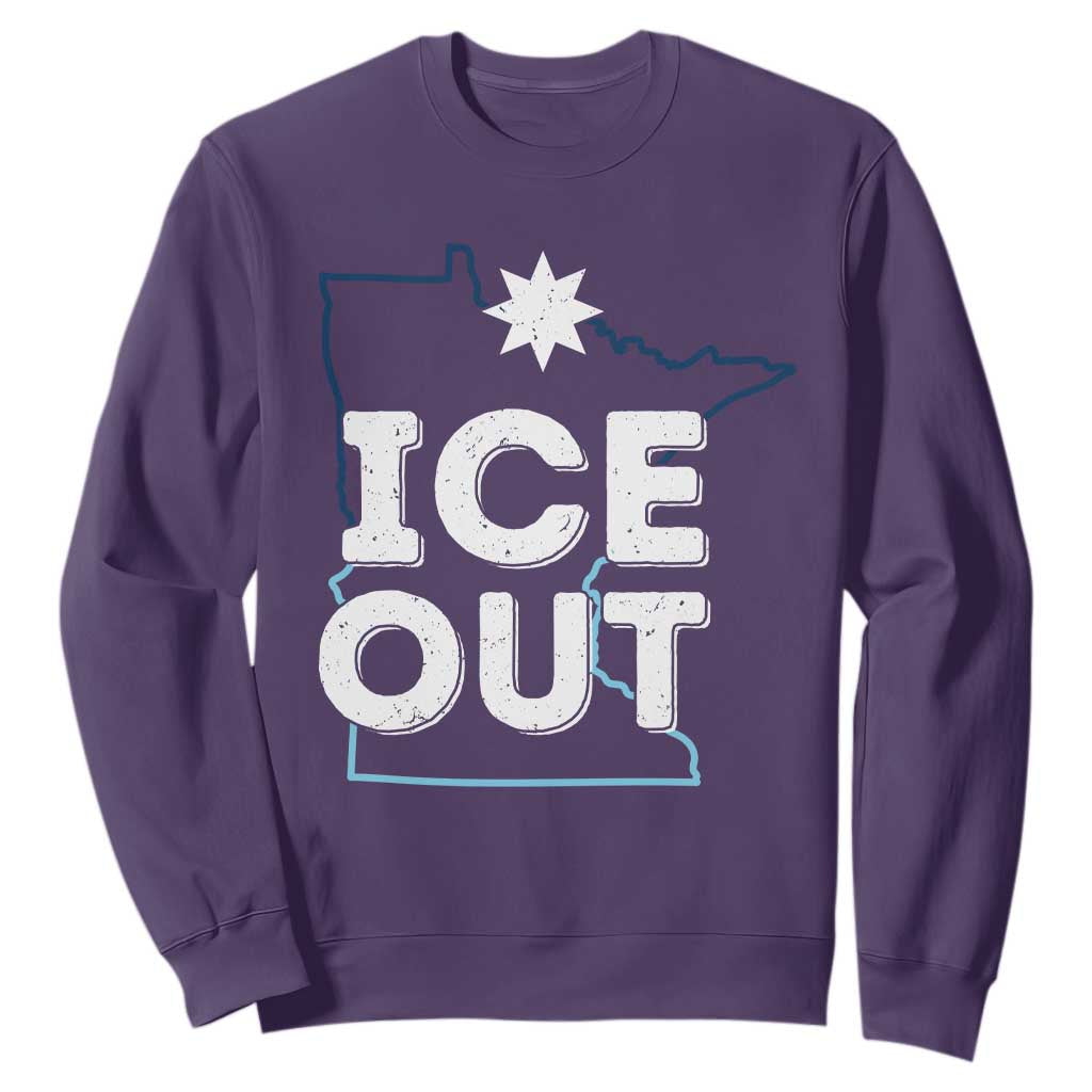 Ice Out Of Minnesota Sweatshirt MN Map Immigration Protest Community Resistance TS11 Purple Print Your Wear