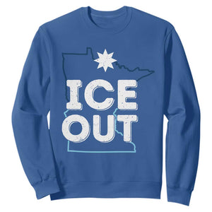 Ice Out Of Minnesota Sweatshirt MN Map Immigration Protest Community Resistance TS11 Royal Blue Print Your Wear
