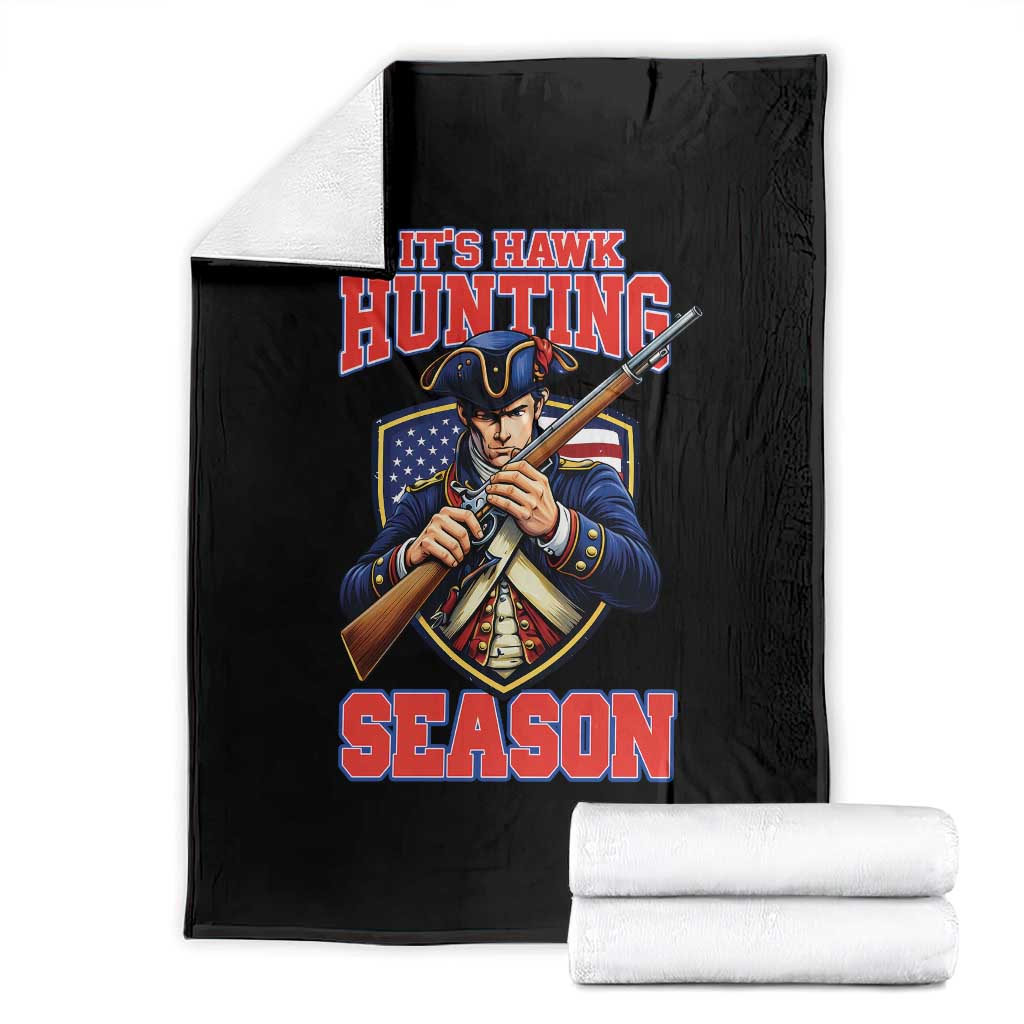 Funny New England Minutemen Football Rivarly Throw Blanket It Is Hawk Hunting Season TS11 Black Print Your Wear