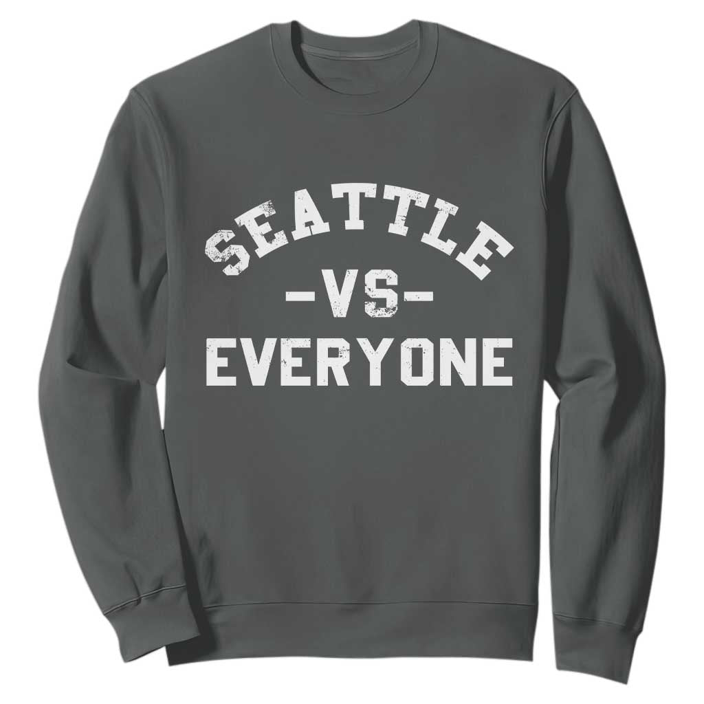 Seattle Vs Everyone Sweatshirt Vintage Distressed Jersey Football Game Day TS11 Dark Heather Print Your Wear