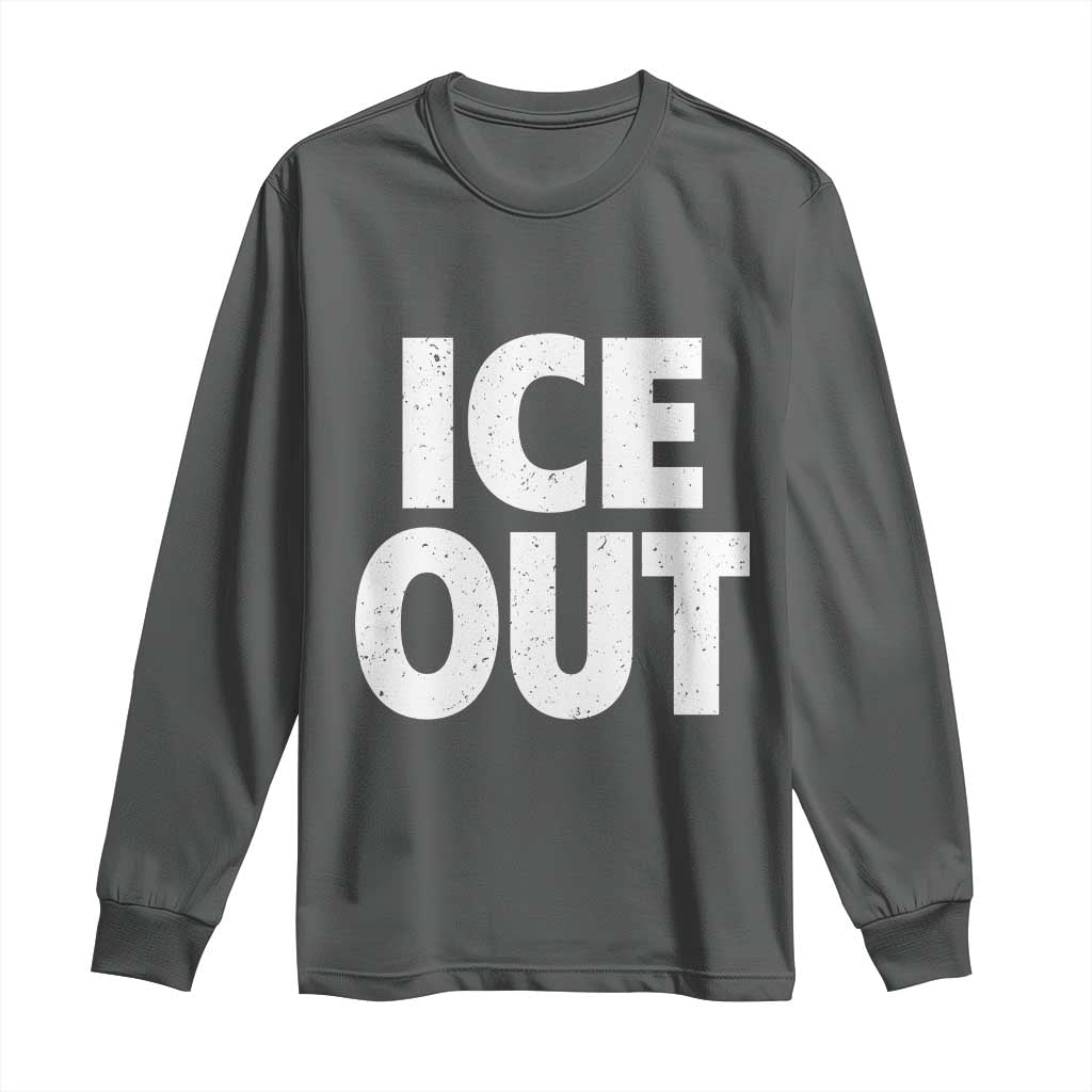 Ice Out Long Sleeve Shirt Abolish Ice Protest Statement TS11 Dark Heather Print Your Wear