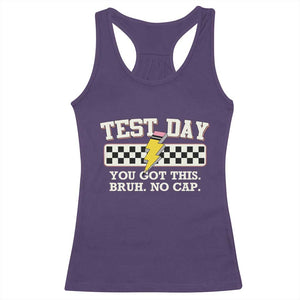 Funny Test Day You Got This Bruh No Cap Racerback Tank Top Teacher Pencil Lightning Bolt TS11 Purple Print Your Wear