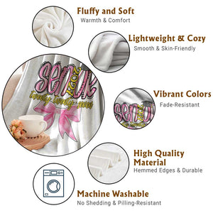Funny Senior EST 2027 Graduation Throw Blanket Twenty Twenty Seven Pink Bow TS11 Print Your Wear