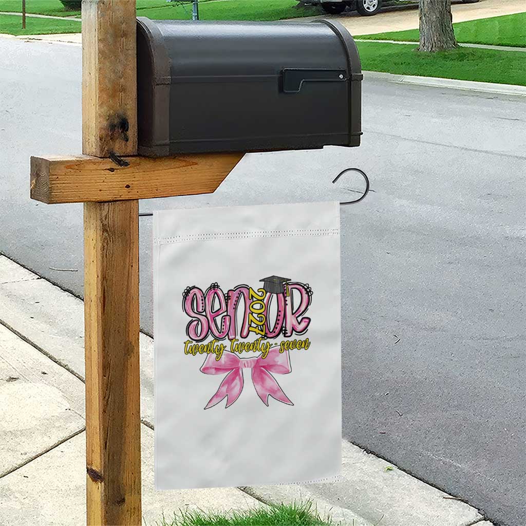 Funny Senior EST 2027 Graduation Garden Flag Twenty Twenty Seven Pink Bow TS11 Print Your Wear