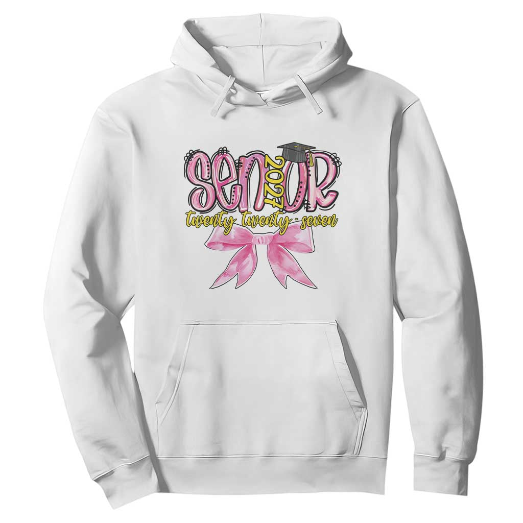 Funny Senior EST 2027 Graduation Hoodie Twenty Twenty Seven Pink Bow TS11 White Print Your Wear