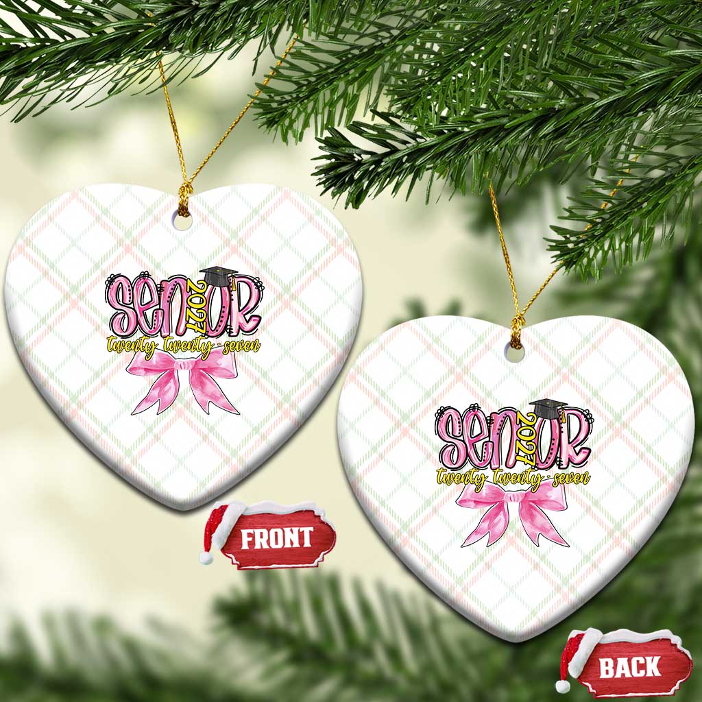 Funny Senior EST 2027 Graduation Ceramic Ornament Twenty Twenty Seven Pink Bow TS11 Print Your Wear