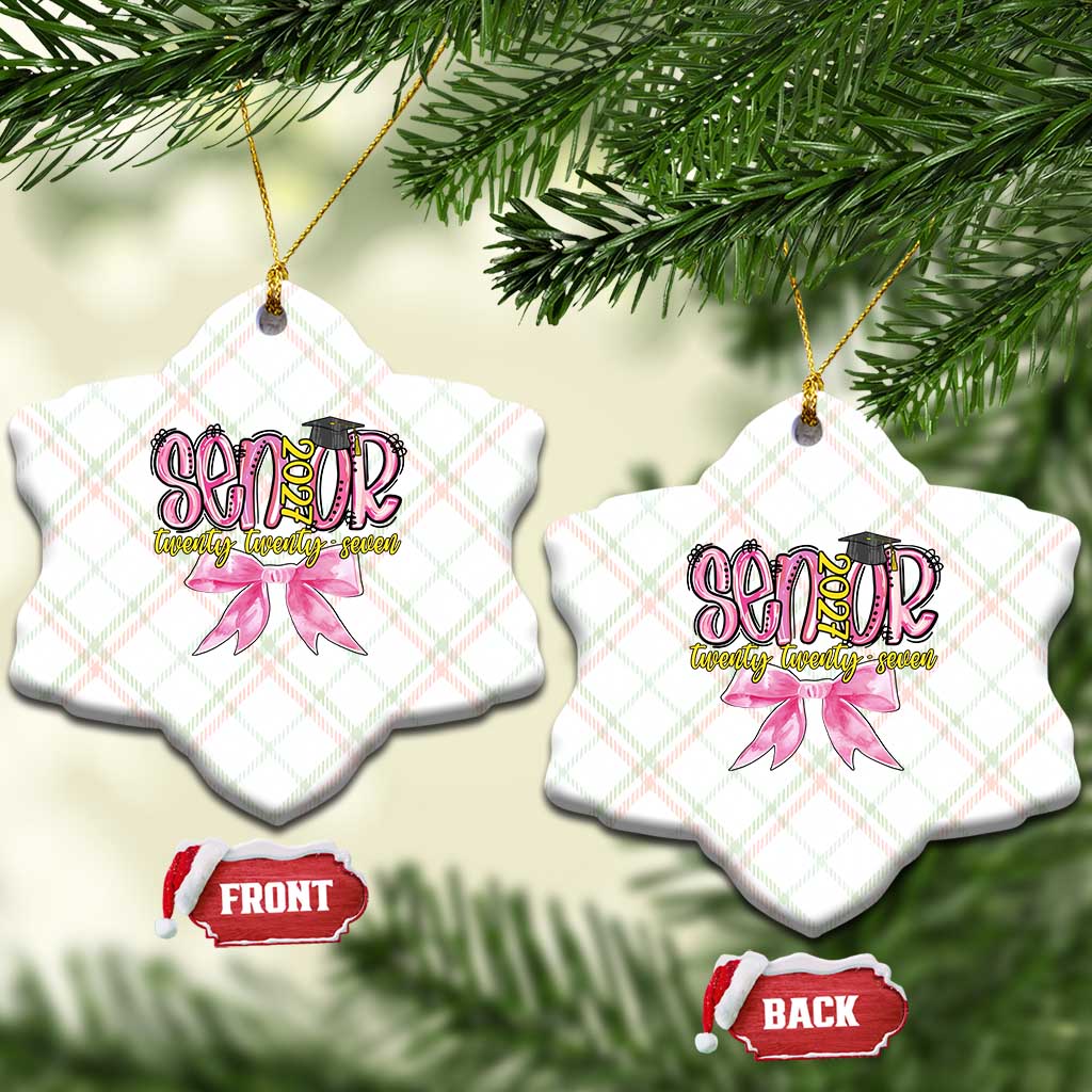 Funny Senior EST 2027 Graduation Ceramic Ornament Twenty Twenty Seven Pink Bow TS11 Print Your Wear