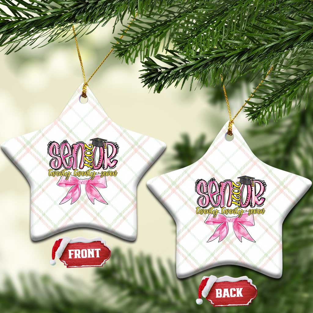 Funny Senior EST 2027 Graduation Ceramic Ornament Twenty Twenty Seven Pink Bow TS11 Print Your Wear