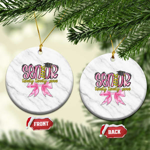 Funny Senior EST 2027 Graduation Ceramic Ornament Twenty Twenty Seven Pink Bow TS11 1pc White Marble Print Your Wear