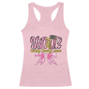 Funny Senior EST 2027 Graduation Racerback Tank Top Twenty Twenty Seven Pink Bow TS11 Light Pink Print Your Wear