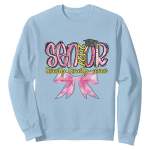 Funny Senior EST 2027 Graduation Sweatshirt Twenty Twenty Seven Pink Bow TS11 Light Blue Print Your Wear