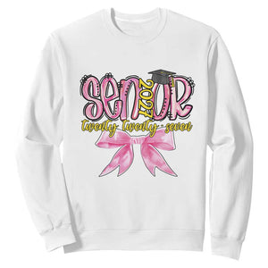 Funny Senior EST 2027 Graduation Sweatshirt Twenty Twenty Seven Pink Bow TS11 White Print Your Wear