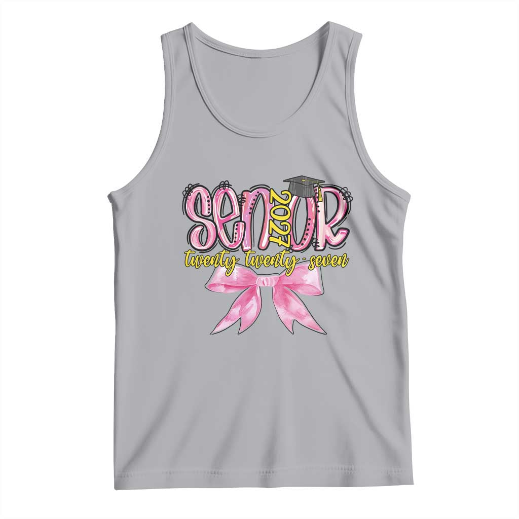 Funny Senior EST 2027 Graduation Tank Top Twenty Twenty Seven Pink Bow TS11 Athletic Heather Print Your Wear