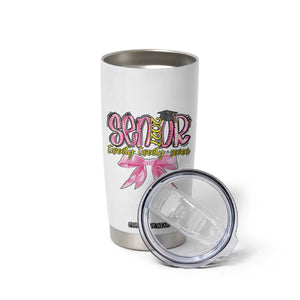 Funny Senior EST 2027 Graduation Tumbler Cup Twenty Twenty Seven Pink Bow TS11 Print Your Wear