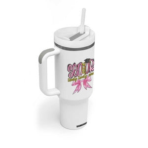Funny Senior EST 2027 Graduation Tumbler With Handle Twenty Twenty Seven Pink Bow TS11 Print Your Wear