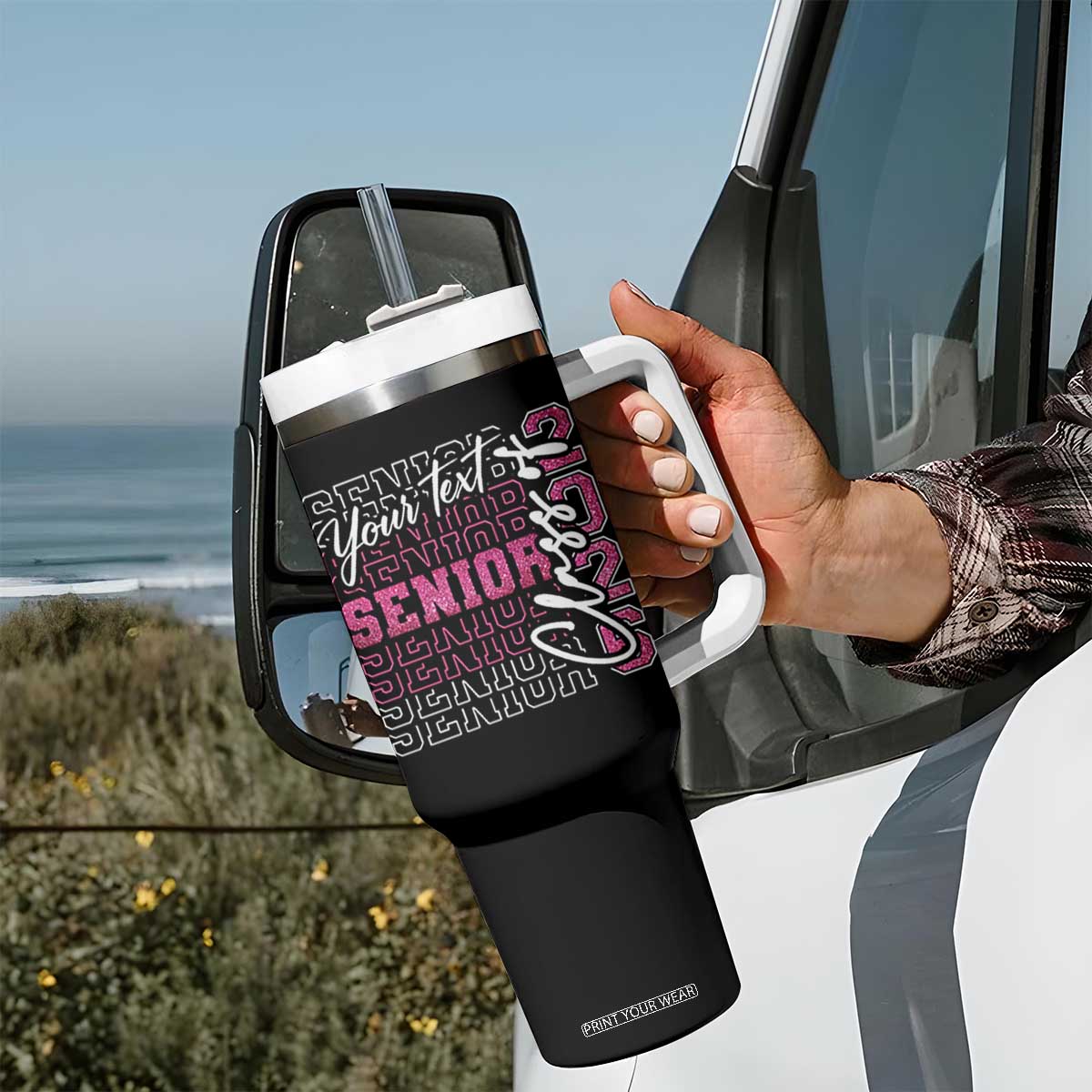 Personalized Senior 2026 Tumbler With Handle Custom Text Class Of 2026 Graduation Glitter Print TS11 Print Your Wear