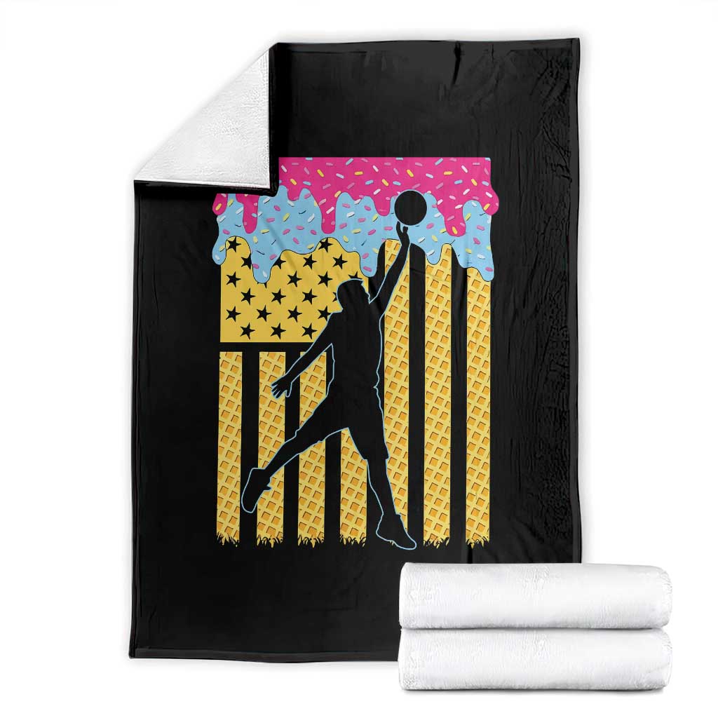 Basketball Ice Cream Drip American Flag Youth Players Throw Blanket TS11 Black Print Your Wear