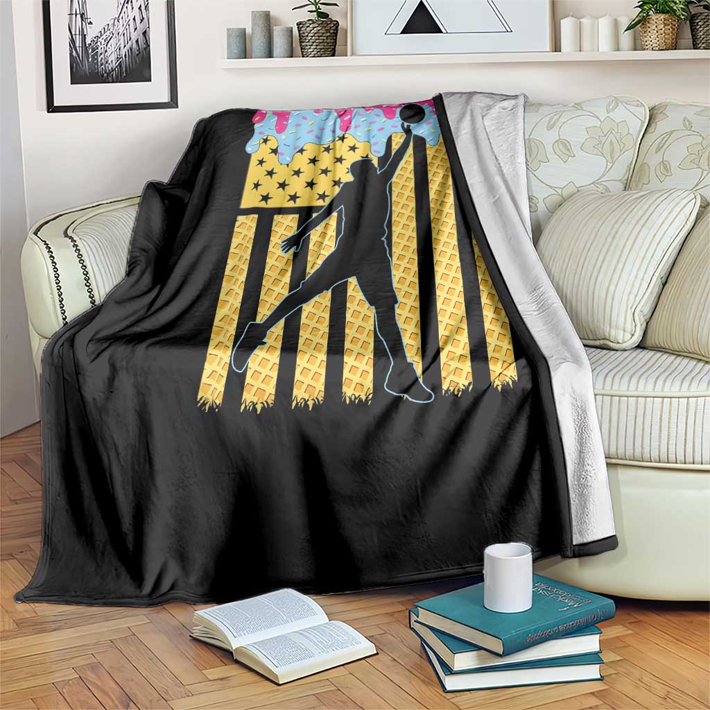 Basketball Ice Cream Drip American Flag Youth Players Throw Blanket TS11 Print Your Wear