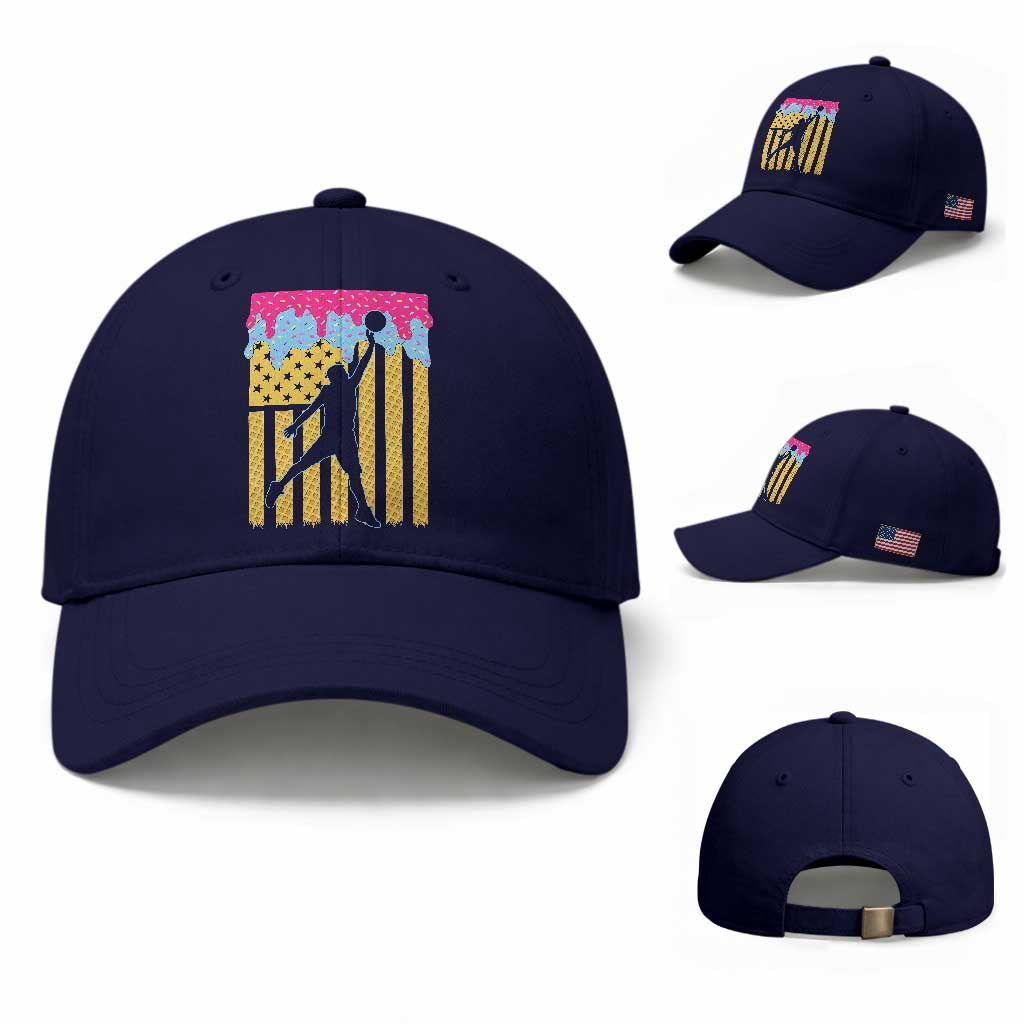 Basketball Ice Cream Drip American Flag Youth Players Baseball Cap TS11 Baseball Cap Universal Fit Dark Blue Print Your Wear