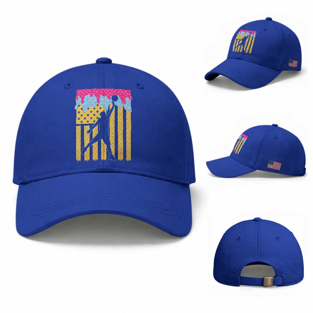 Basketball Ice Cream Drip American Flag Youth Players Baseball Cap TS11 Baseball Cap Universal Fit Royal Blue Print Your Wear