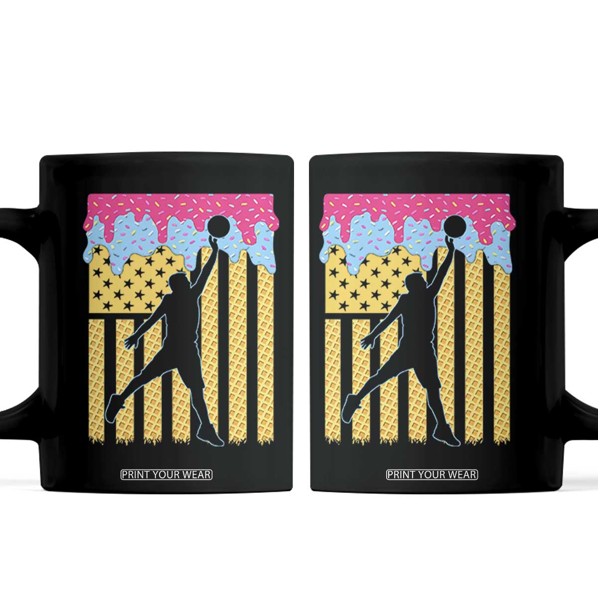 Basketball Ice Cream Drip American Flag Youth Players Coffee Mug TS11 Black Print Your Wear
