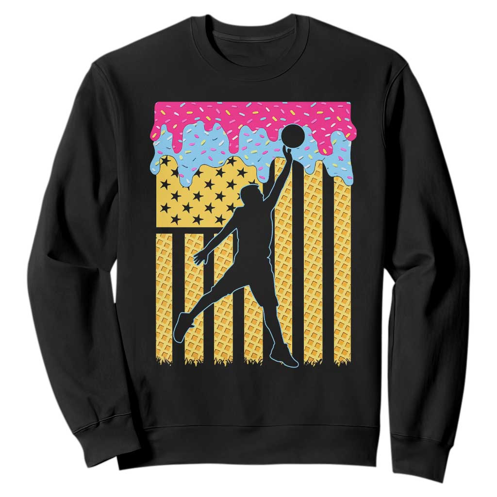Basketball Ice Cream Drip American Flag Youth Players Sweatshirt TS11 Black Print Your Wear