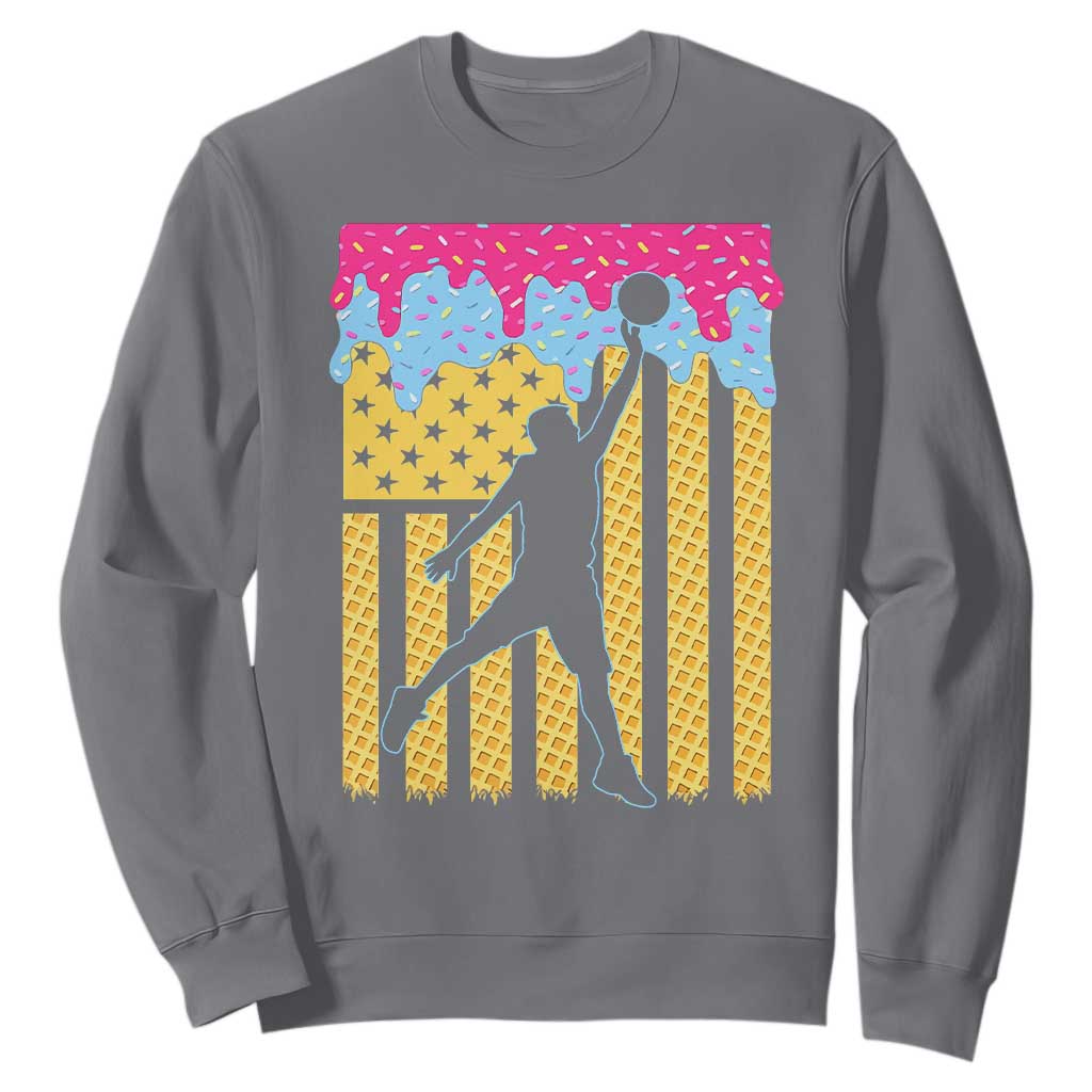 Basketball Ice Cream Drip American Flag Youth Players Sweatshirt TS11 Charcoal Print Your Wear