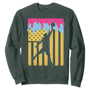 Basketball Ice Cream Drip American Flag Youth Players Sweatshirt TS11 Dark Forest Green Print Your Wear