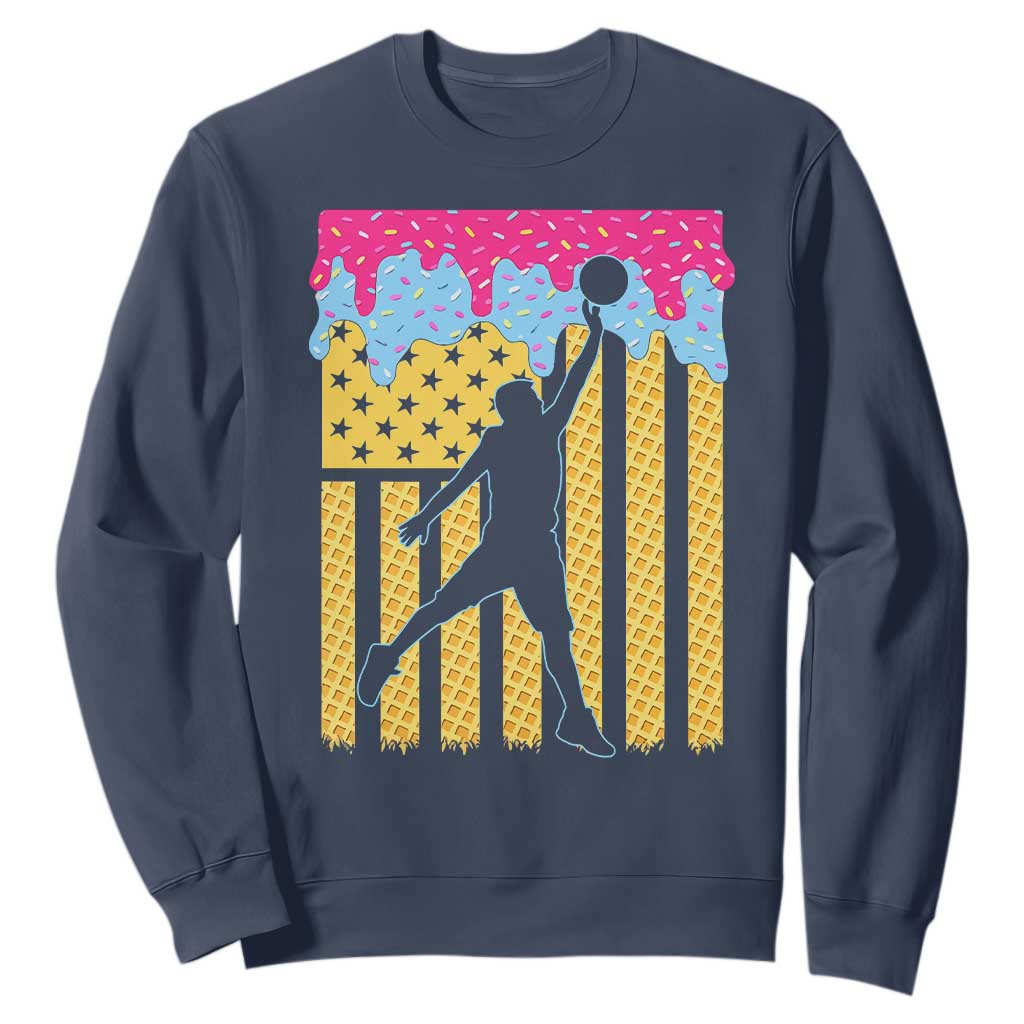 Basketball Ice Cream Drip American Flag Youth Players Sweatshirt TS11 Navy Print Your Wear