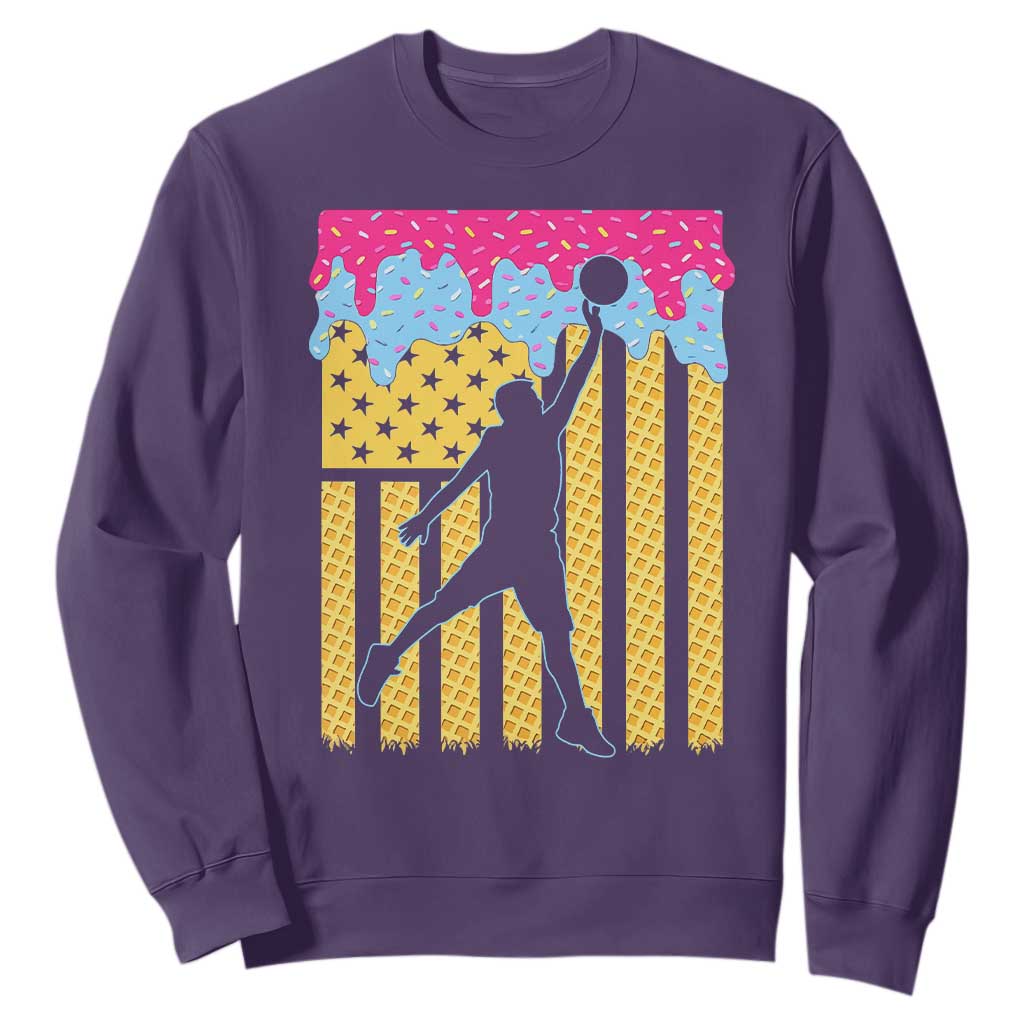 Basketball Ice Cream Drip American Flag Youth Players Sweatshirt TS11 Purple Print Your Wear